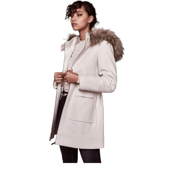 Ever New Melbourne Cream Wool-Blend Faux-Fur-Hood Fran Winter Coat. Size 6. - Picture 15 of 15